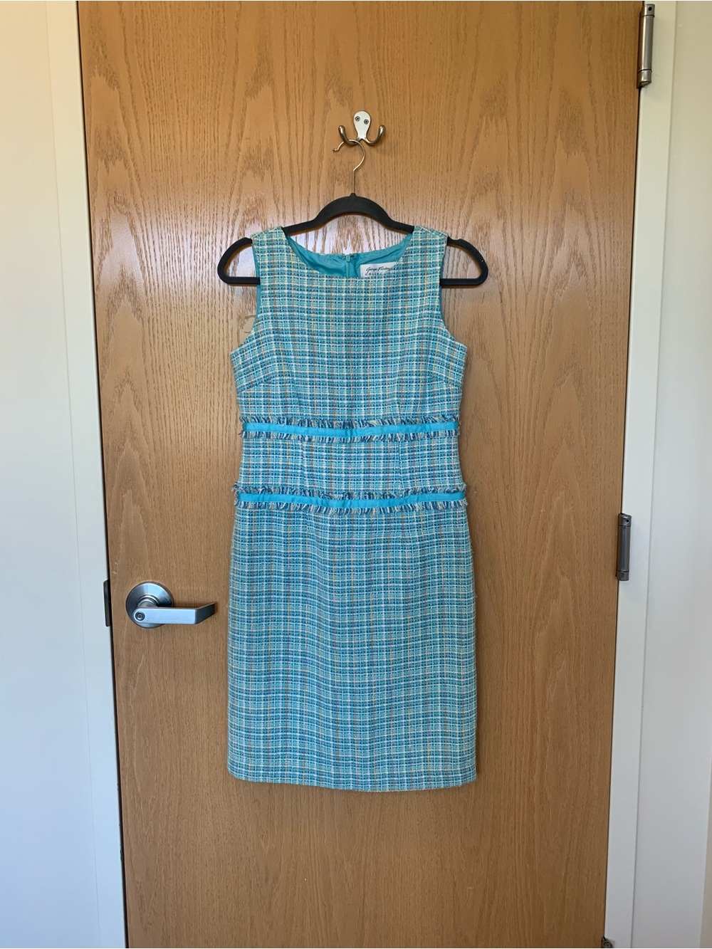 Office Twee Y2K blue Giorgio Fiozlini Midi Tweed Dress